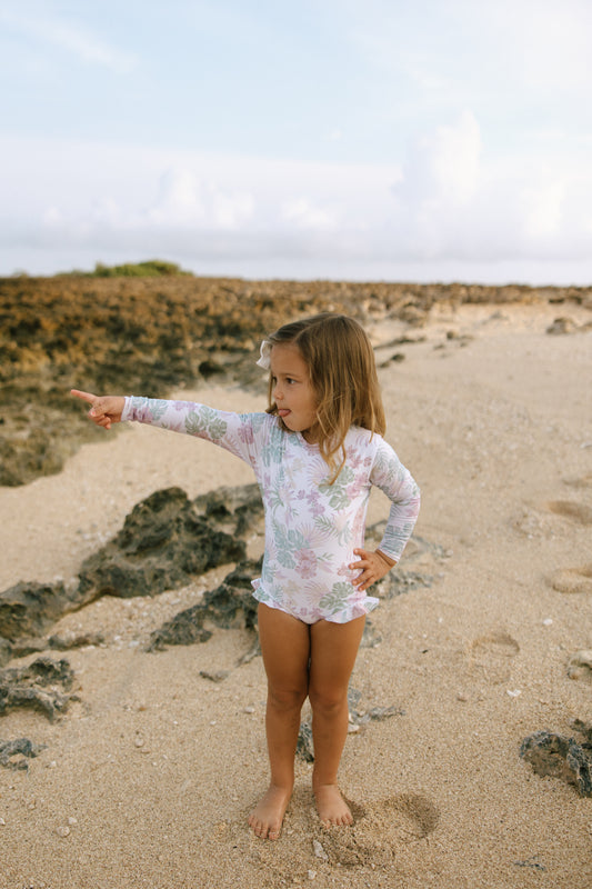 Doheny Rash Guard The Doheny Rashguard - Limited Edition Plumeria – MooRoo Swim